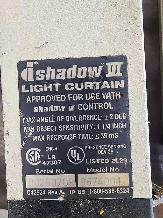 Used Wintriss Shadow VI 9674004 23.75" Rx and Tx Light Curtain Set