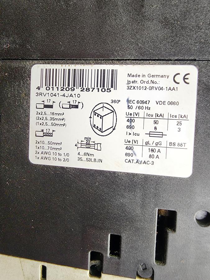 Used Siemens 3RV1041-4JA10 Circuit Breaker