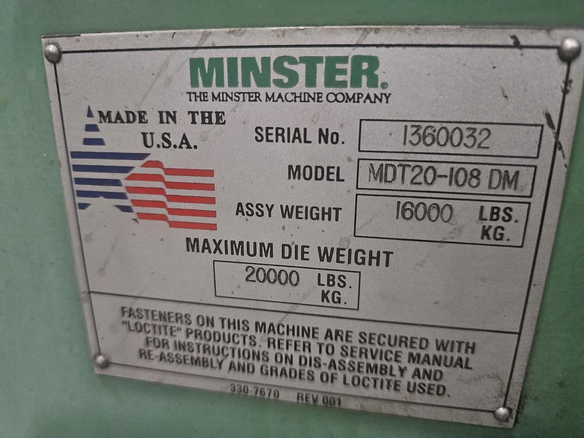 Used MINSTER MDT20-108 DM 20,000 LBS DOUBLE DIE CART