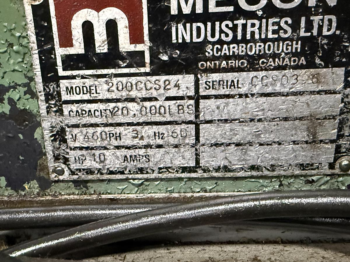 Used 24" WIDE x 20,000 LB MECON CRADLE STRAIGHTENER