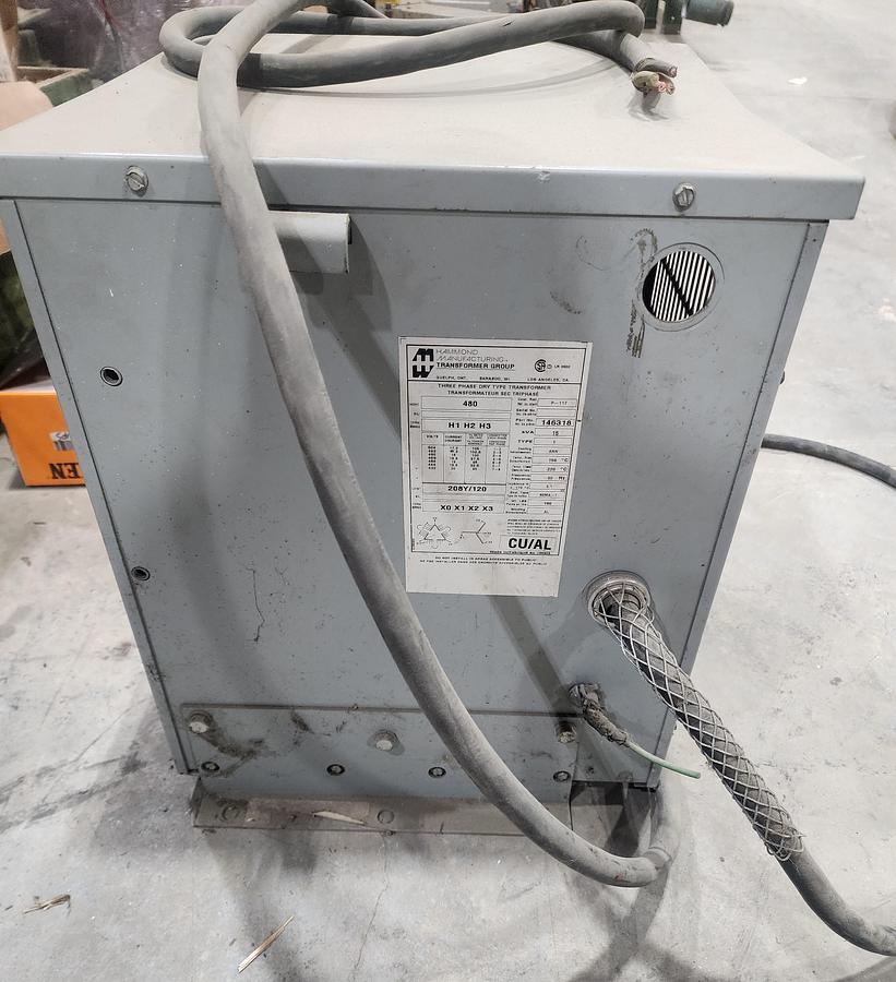 Used Hammond Manufacturing Model: 146318 15 KVA 3 Phase 480 V Transformer