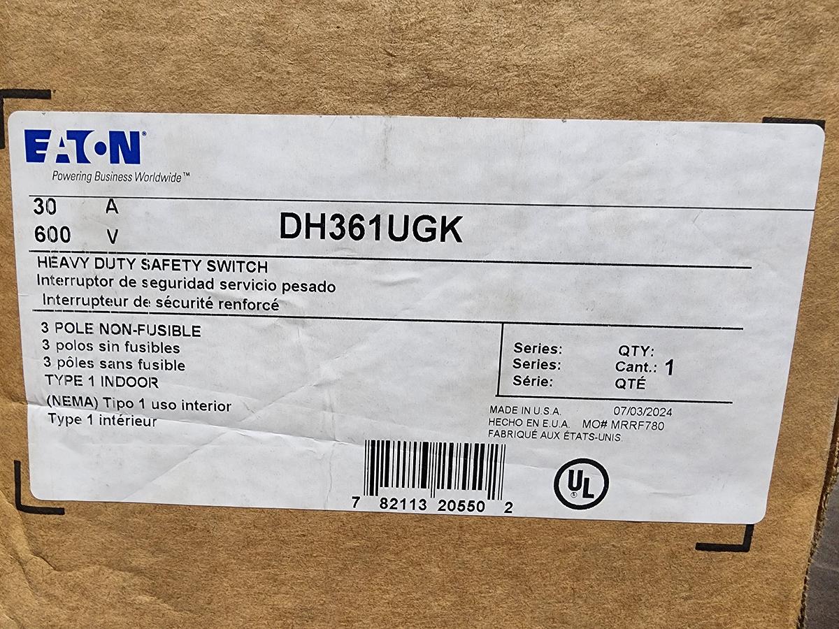 Eaton DH361UGK 30 A 600 V Heavy Duty Safety Switch / Disconnect