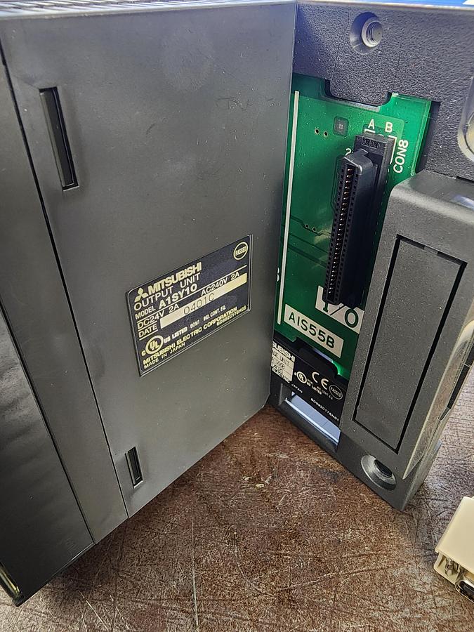 Used Mitsubishi Base Unit A1S55B w (2) A1SX10 Inputs & (2) A1SY10 Output Units Programmable Controller