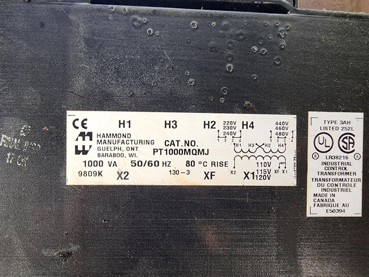Used Hammond Manufacturing PT1000MQMJ 1000 VA 50/60 Hz Transformer