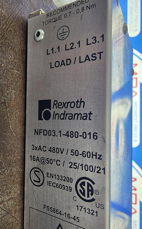 Used Indramat NFD03.1-480-016 Power Line Filter
