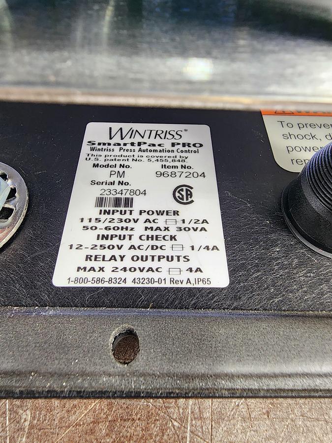 Used Wintriss Panel Mount 9687204 SmartPac PRO