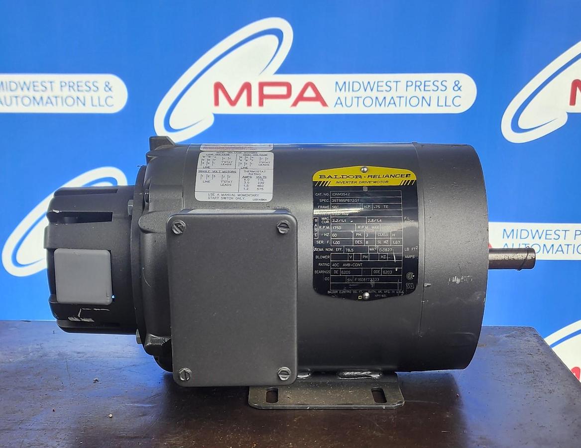 Baldor IDNM3542 Frame: 56C 230/460 VAC 0.75 HP 3-Phase Inverter Drive Motor