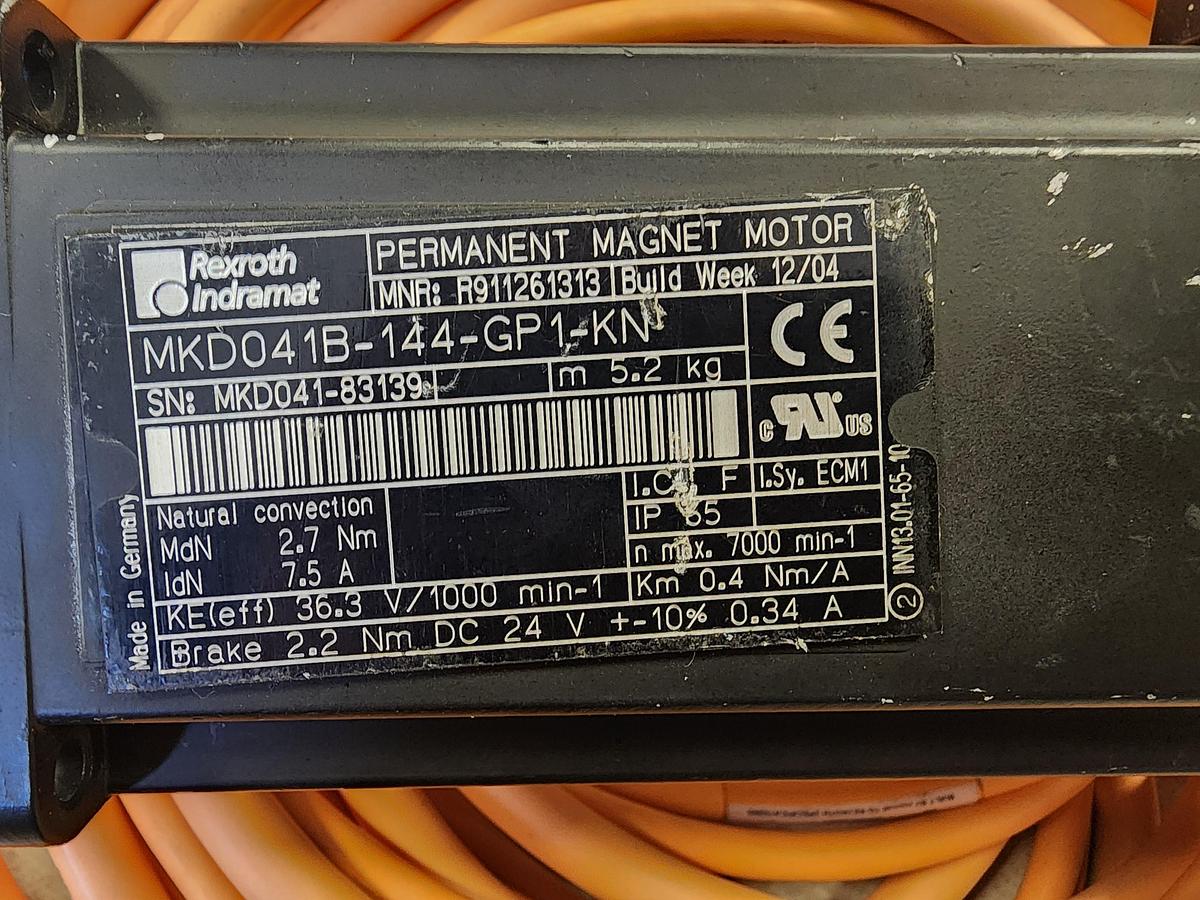 Used Rexroth MKD041B-144-GP1-KN Servo Motor with IKG4020 10 M Cable MNR: R911261313