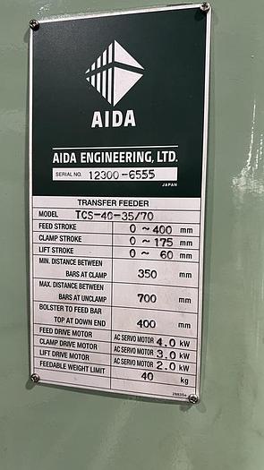 Used 330 TON AIDA MODEL DSF-N2-3000 SERVO STRAIGHT SIDE SINGLE CRANK PRESS