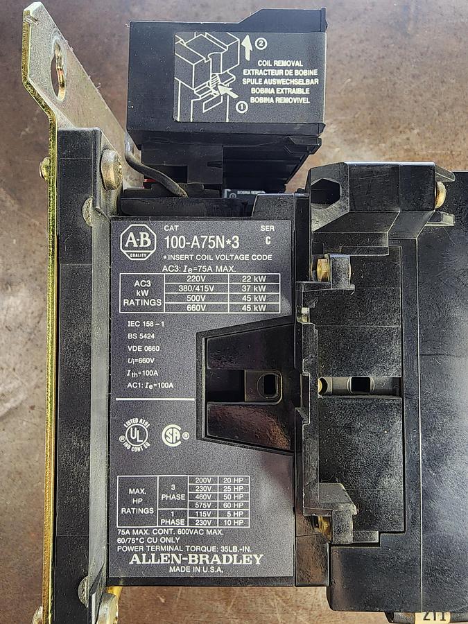 Used Allen-Bradley 100-A75N*3 Contactor