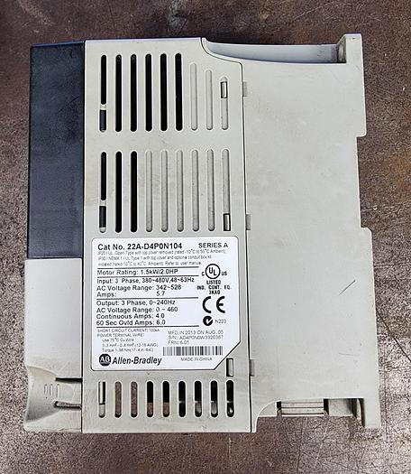 Used Allen-Bradley 22A-D4P0N104 Powerflex 4