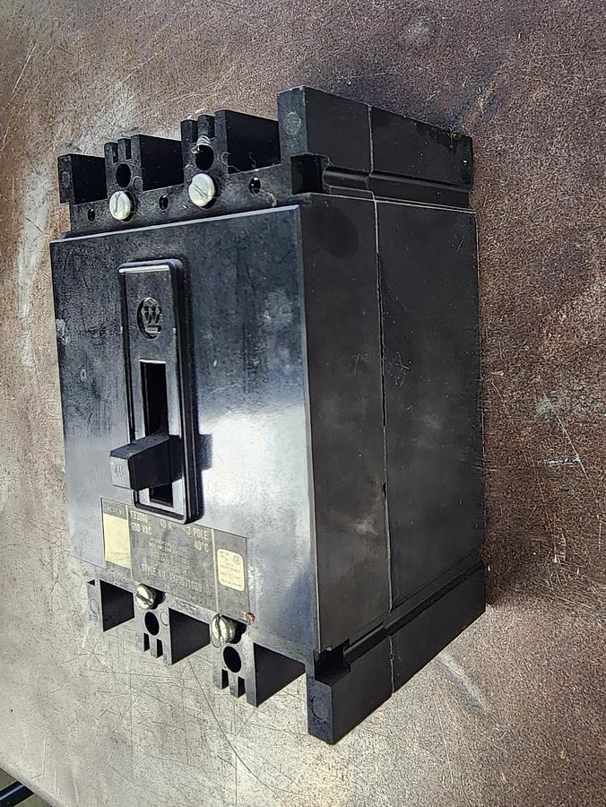 Used Westinghouse FB3040 Circuit Breaker 600 VAC 3 POLE 40 AMP