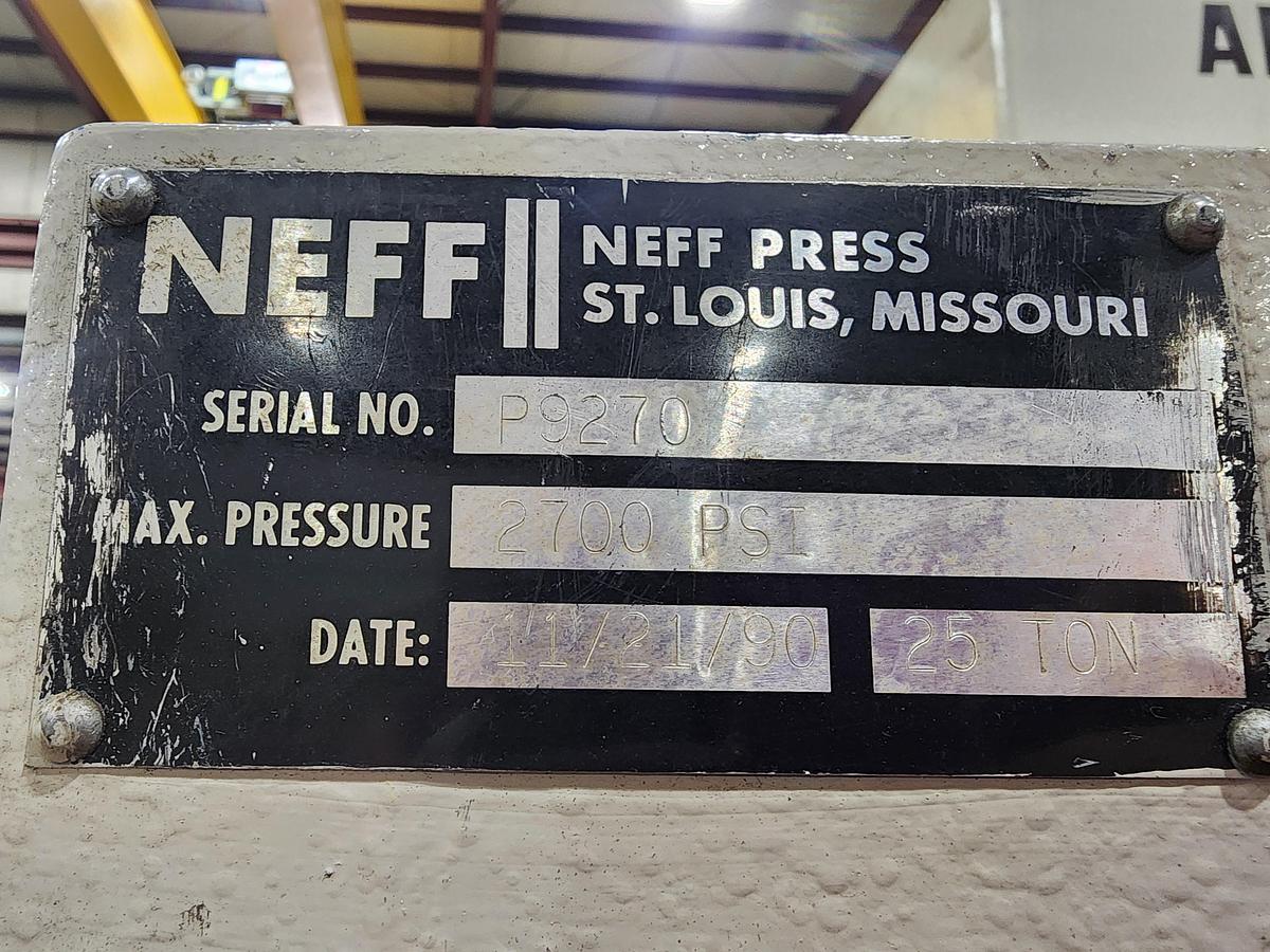 Used 1990 25 TON NEFF HYDRAULIC PRESS