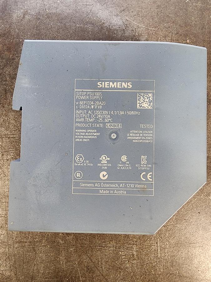 Used Siemens 6EP1334-2BA20 Sitop PSU100S Power Supply