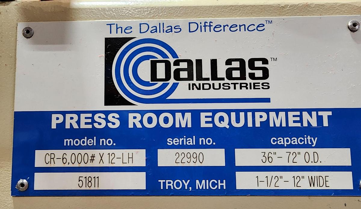 Used 12" x .156" x 6,000 LB DALLAS FEED LINE