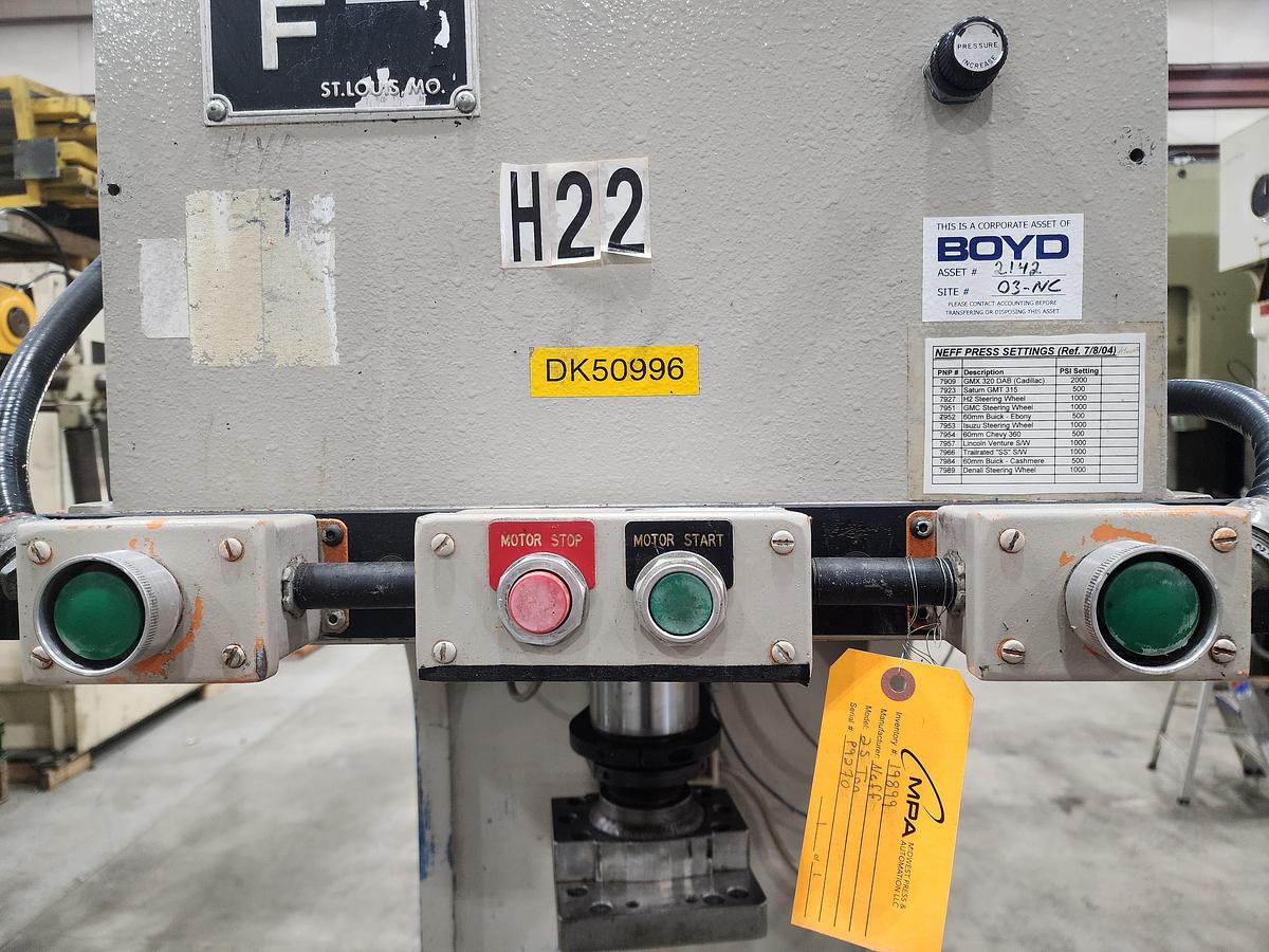 Used 1990 25 TON NEFF HYDRAULIC GAP FRAME PRESS
