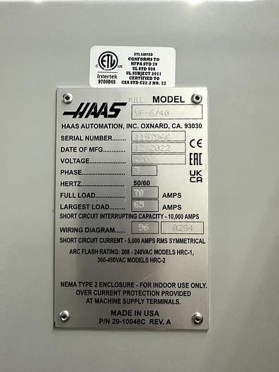 Used HAAS VF-6/40 CNC with 50+1 Side-Mount TC built 2023