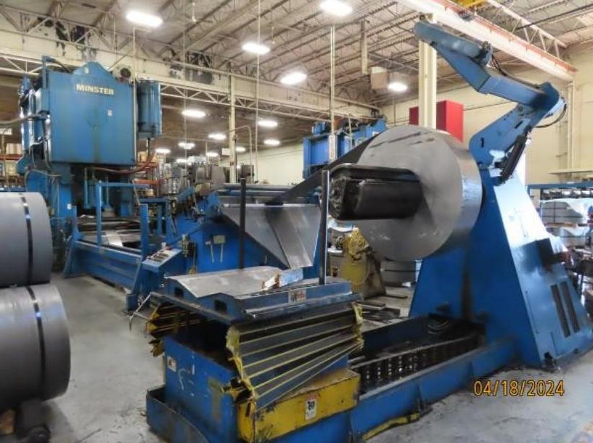 Used 1996 Minster E2-1200-144-72 Hevi-Stamper with complete Minster feed line