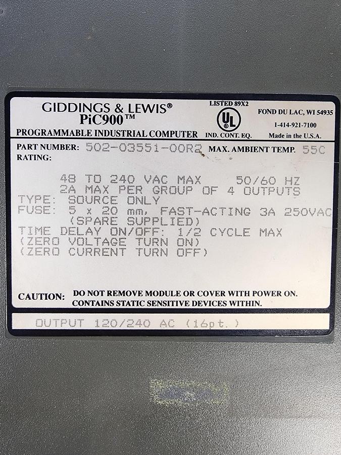 Used Giddings and Lewis 502-03551-00R2 PiC900 Output Module