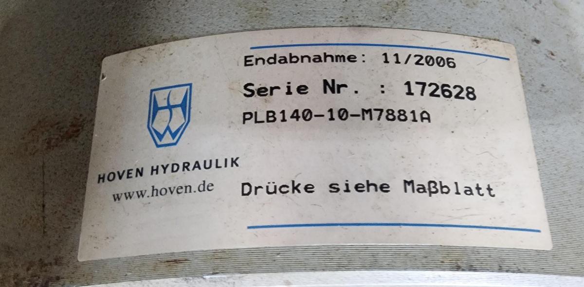 Hoven Hydraulik PLB140-10-M7881A Cylinder