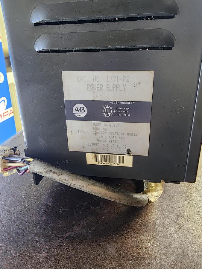 Used Allen-Bradley 1771-A2B 8 Slot I/O Chassis 1771-P2 Power Supply