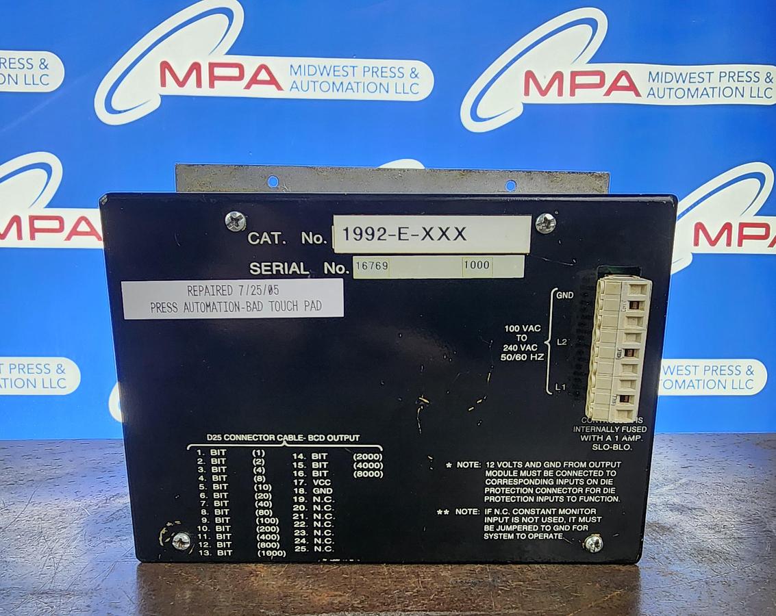 Used Gemco 1992-E-XXX Press-Set Controller