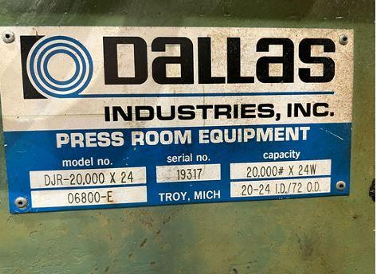 Used 20,000 LB x 24" x 1.65" DALLAS SERVO FEED LINE