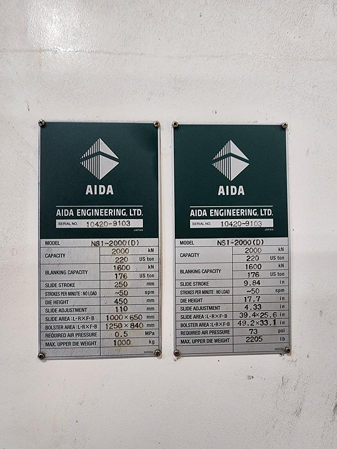 Used Aida  NS1-2000 (D) SERVO PRESS
