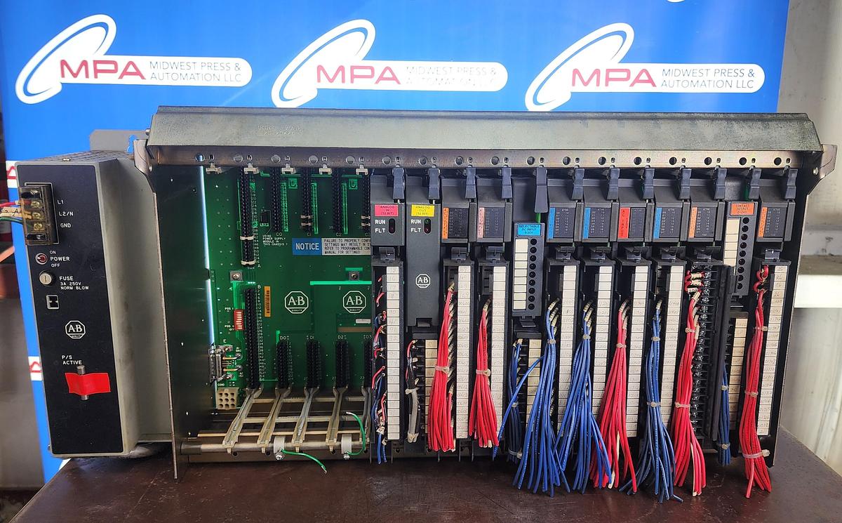 Used Allen-Bradley 1771-A4B 16 Slot I/O Chassis w modules 1771-P7 Power Supply
