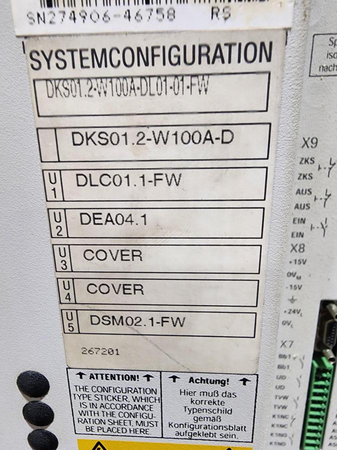Used Indramat DKS01.2-W100A-D DKS Servo Drive DKS01.2-W100A-DL01-0-1-FW