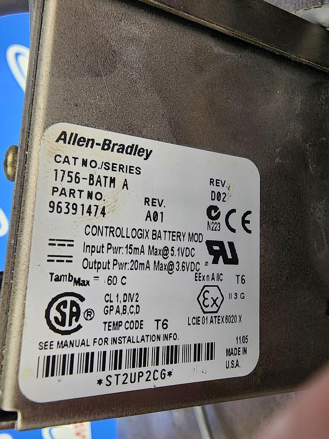 Used Allen-Bradley 1756-BATM / 96391474 Controllogix Battery Module