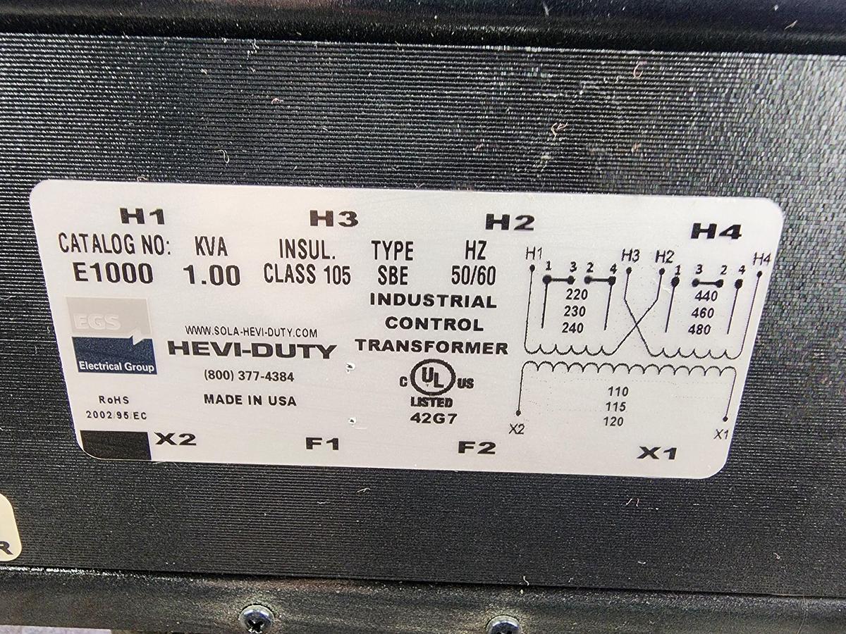 Used Hevi-Duty E1000 1 KVA Type: SBE 50/60 Hz Industrial Control Transformer