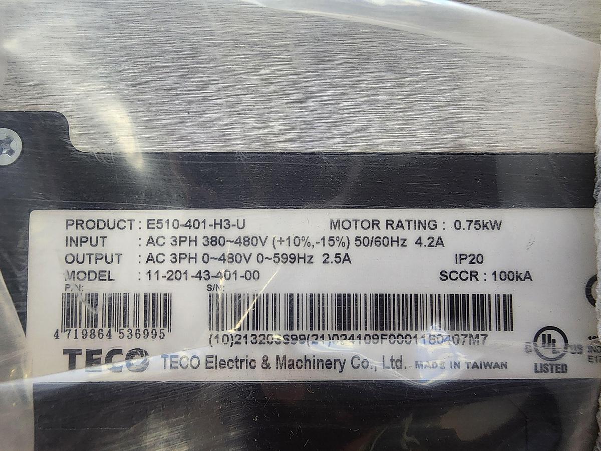 Teco Westinghouse E510-401-H3-U 3 PH-440V-0.75KW 1 HP E510 Variable Frequency Drive
