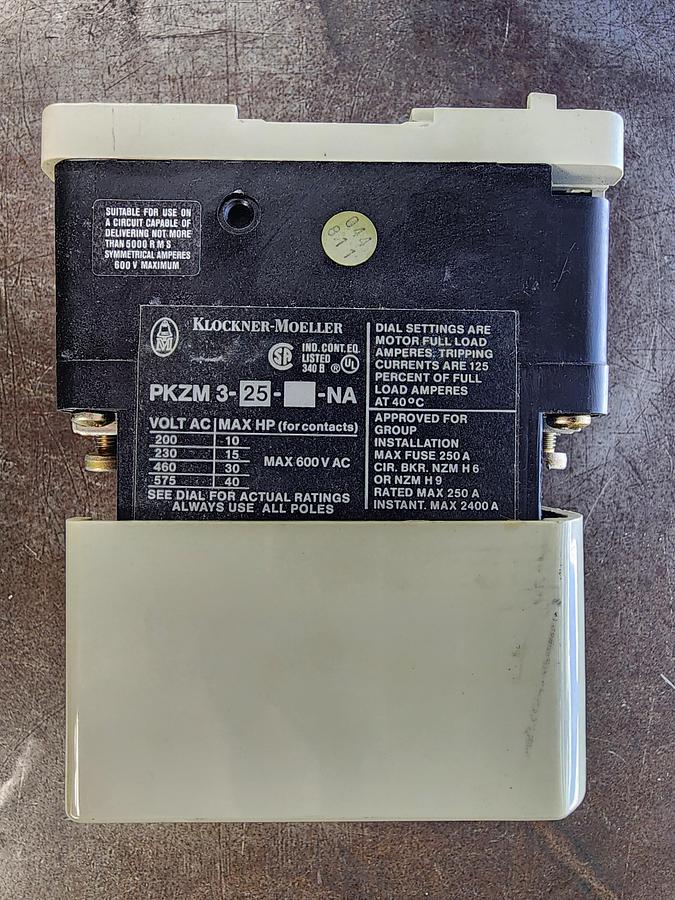 Used Klockner-Moeller PKZM3-25-U-NA Manual Motor Starter