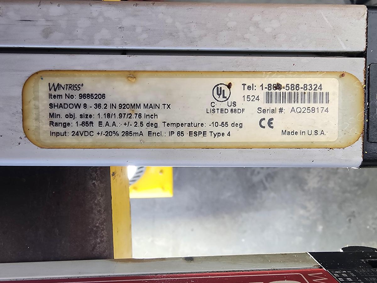 Used Wintriss 9685206 36.2"Shadow 8 Rx and Tx Light Curtain Set