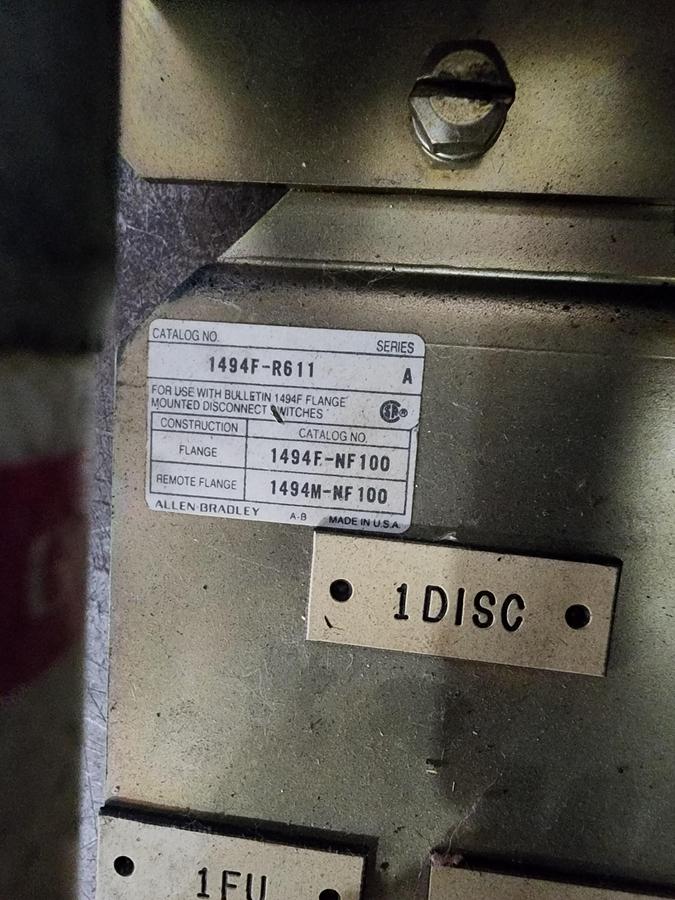 Used Allen-Bradley 1494F-NF100 / 1494F-R611 Disconnect Switch
