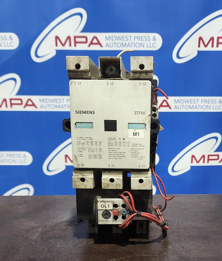 Used Siemens 3TF50 /  3UA60 00-2X 3-Pole Contactor