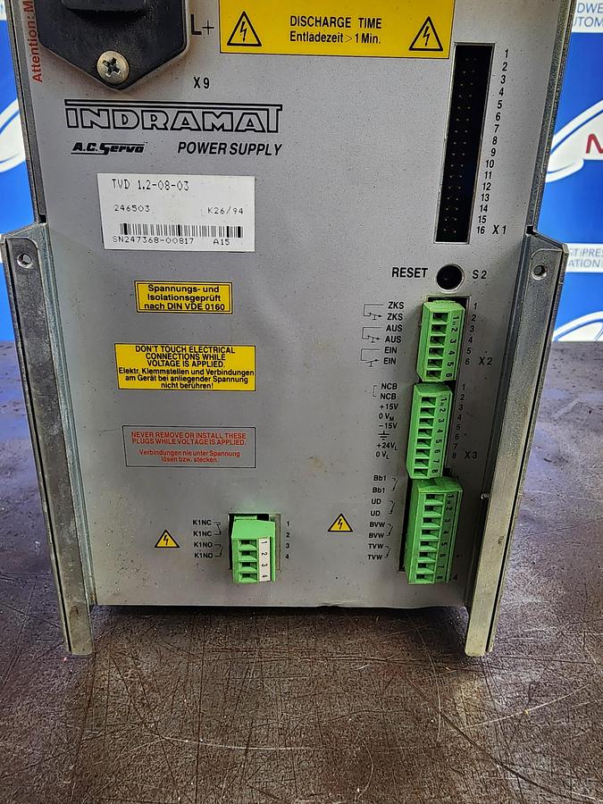 Used Indramat TVD 1.2-08-03 AC Servo Power Supply