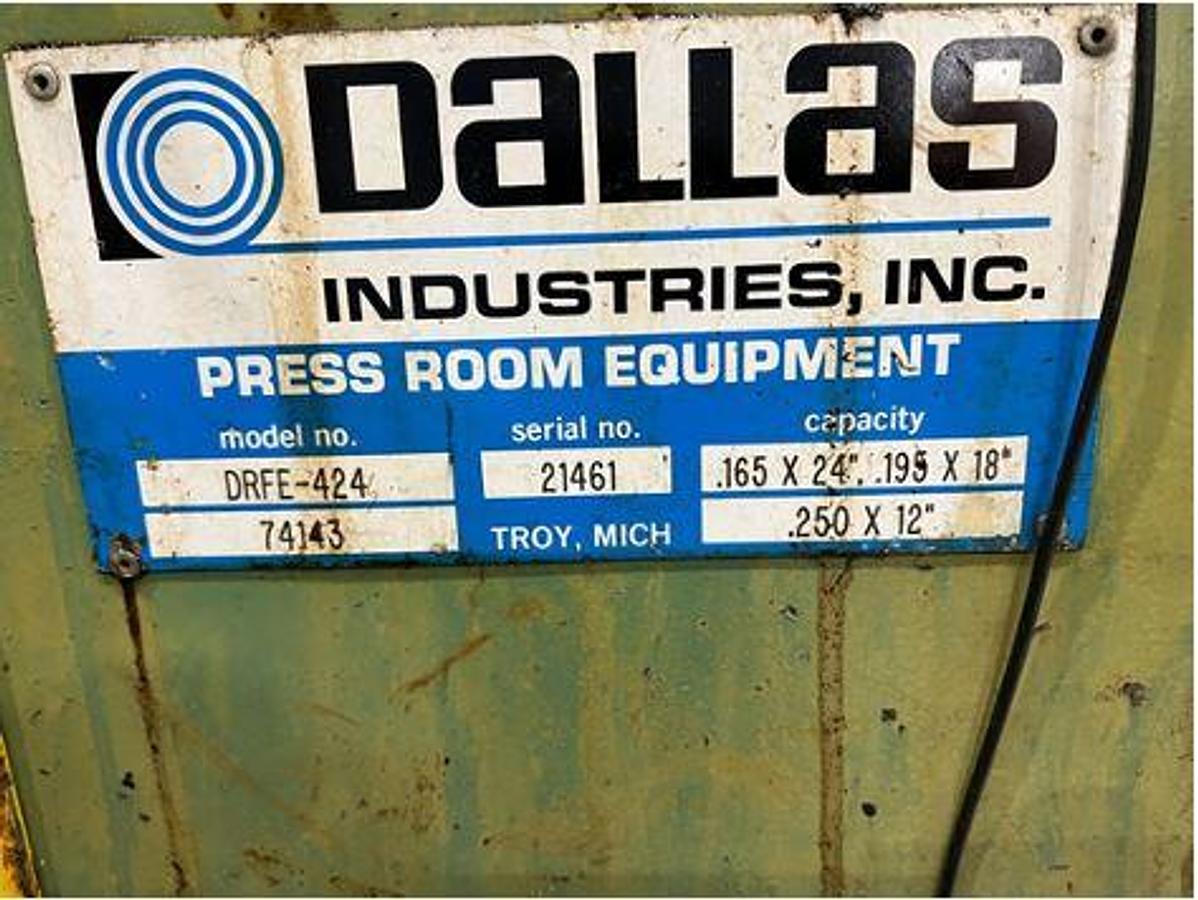 Used 20,000 LB x 24" x 1.65" DALLAS SERVO FEED LINE