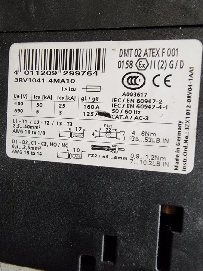Used Siemens 3RV1041-4MA10 Circuit Breaker