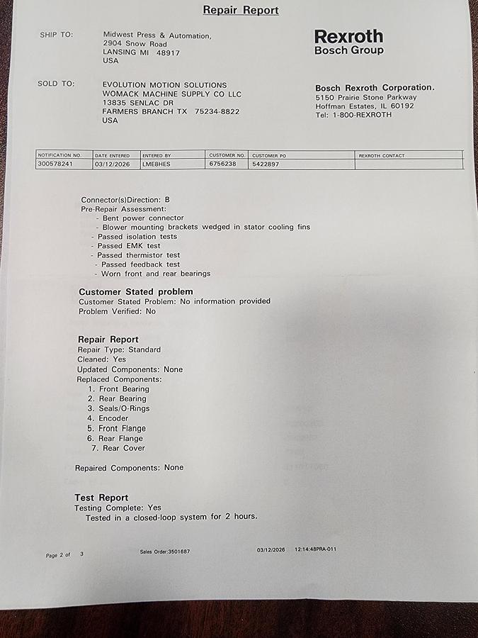 Refurbished Rexroth R911321285 / MSK101E-0450-NN-M1-BG0-NNNN Servo Motor *REBUILT*
