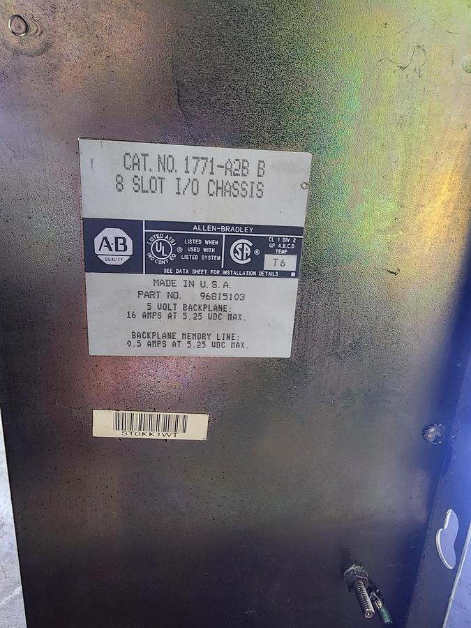 Used Allen-Bradley 1771-A2B 8 Slot I/O Chassis 1771-P2 Power Supply