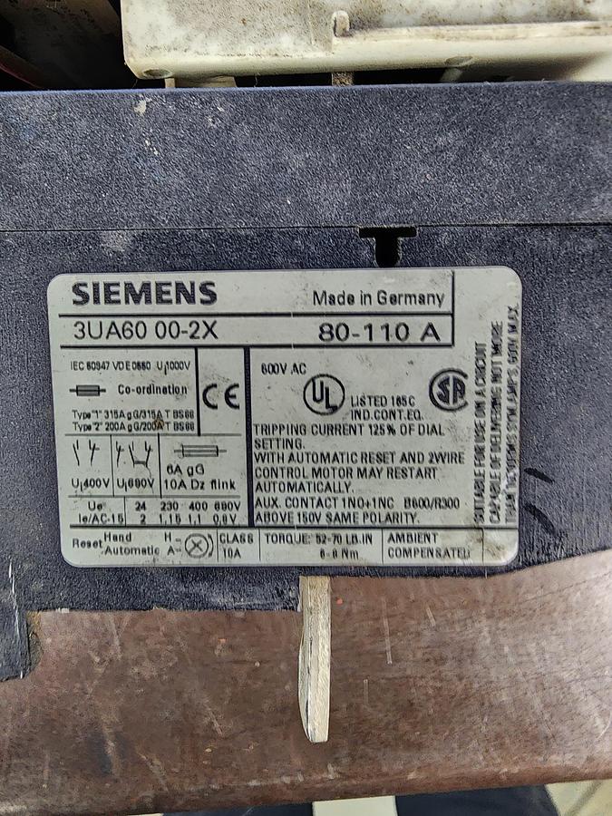 Used Siemens 3TF50 /  3UA60 00-2X 3-Pole Contactor