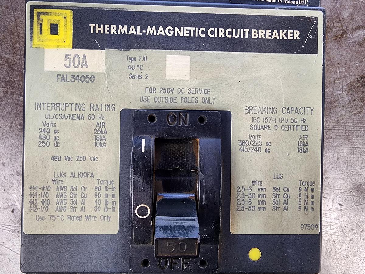 Used Square D FAL34050 50 Amp Circuit Breaker
