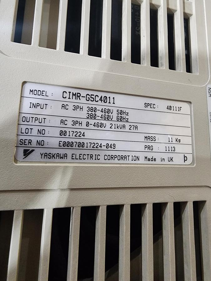 Used Yaskawa CIMR-G5C4011 3 PH 380/460 V 21 KVA 616G5 Varispeed