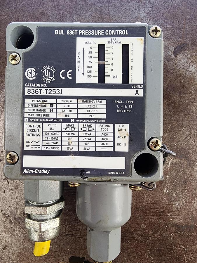 Used Allen-Bradley 836T-T253J Pressure Control Switch