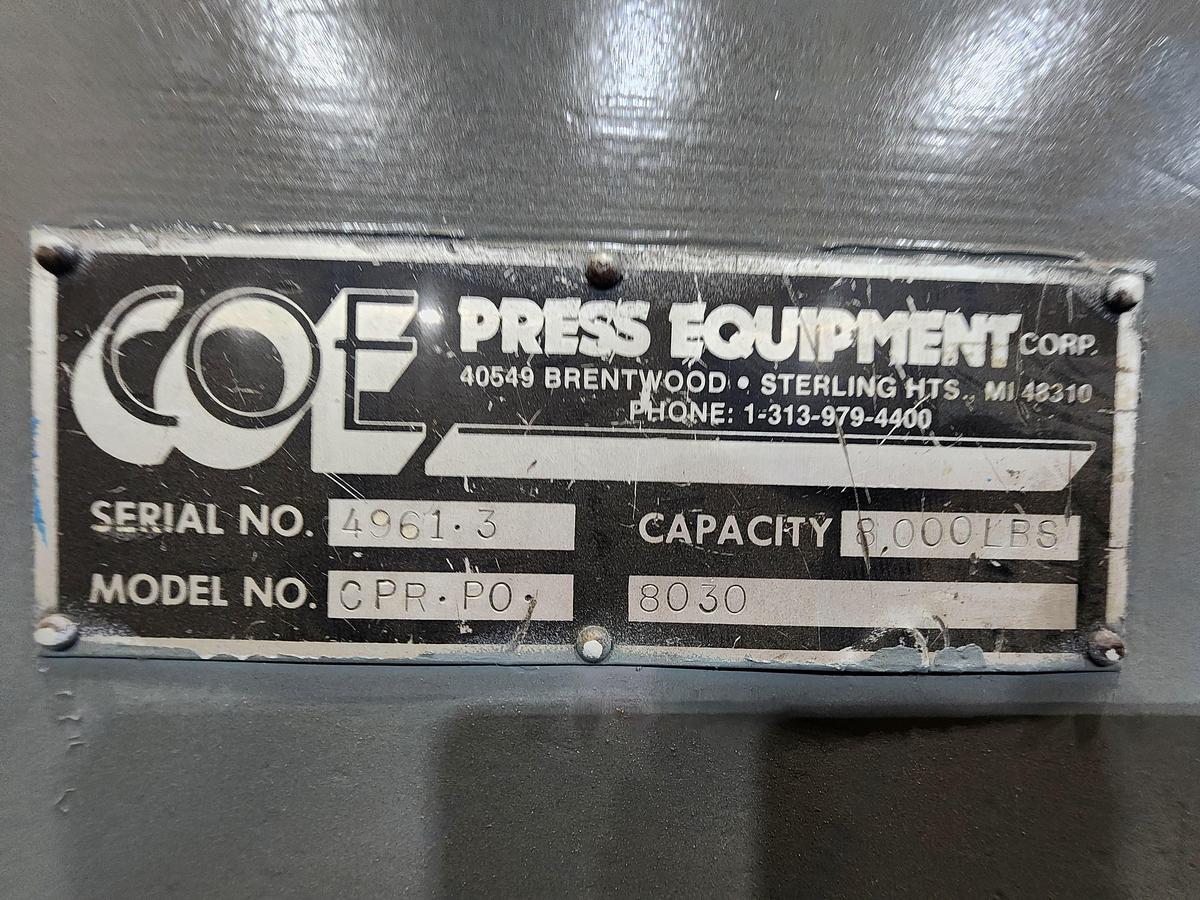 Used 30" x 8,000 LB COE FEED LINE