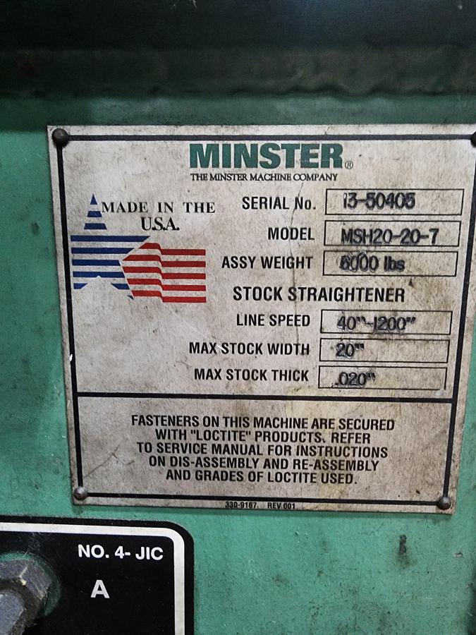 Used 20" x .250" MINSTER FEED LINE
