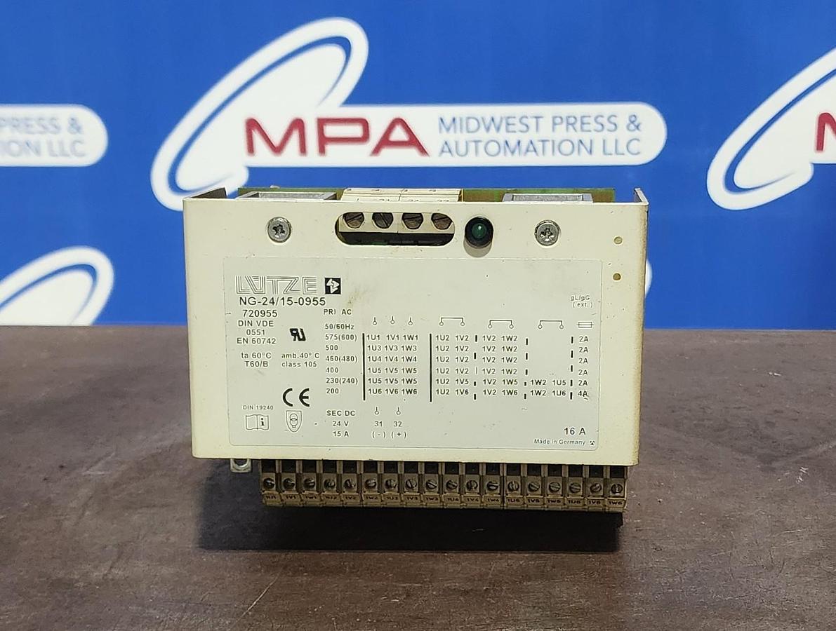 Used LUTZE NG-24/15-0955 50/60 Hz 16 A Power Supply / Transformer