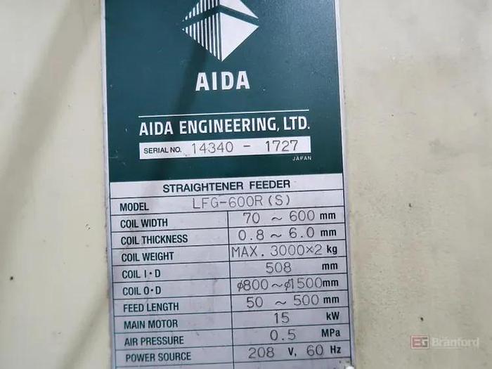 Used AIDA MODEL PMX-L2-6000(1) STRAIGHT SIDE PRESS & FEEDLINE